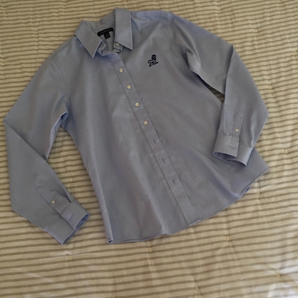 Lands End • blue button up shirt